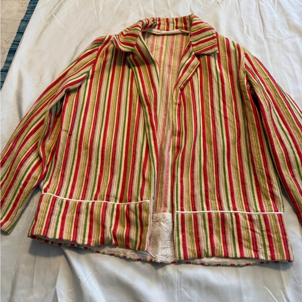 Vintage Striped Jacket Colorful Textured Cotton No Tag - Picture 2 of 8